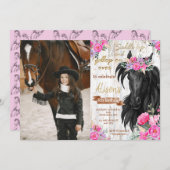 ホースバースデーパーティラスティック女性のカーボーイ誕生日 招待状 (正面/裏面)