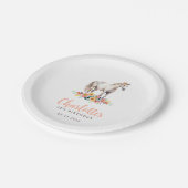 ホースバースデーパーティーピンクフローラ紙プレート ペーパープレート (アングル)