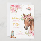 ホースバースデーパーティーボヘミアン女性のカーボーイ誕生日 招待状 (正面)