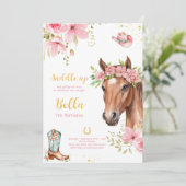 ホースバースデーパーティーボヘミアン女性のカーボーイ誕生日 招待状 (スタンド正面)