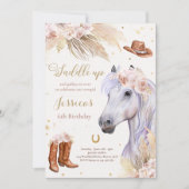ホースバースデーパーティーボヘミアン女性のカーボーイ誕生日 招待状 (正面)