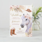 ホースバースデーパーティーボヘミアン女性のカーボーイ誕生日 招待状 (スタンド正面)