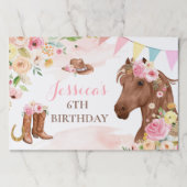 ホースバースデーパーティー女性のカーボーイピンクフローラランチョンマット ペーパーパッド (正面)