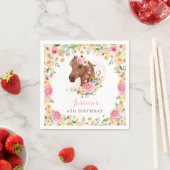 ホースバースデーパーティー女性のカーボーイピンクフローラ誕生日 スタンダードカクテルナプキン (インサイチュ)