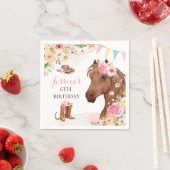 ホースバースデーパーティー女性のカーボーイピンクフローラ誕生日 スタンダードカクテルナプキン (インサイチュ)