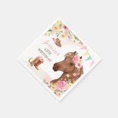 ホースバースデーパーティー女性のカーボーイピンクフローラ誕生日 スタンダードカクテルナプキン (角)
