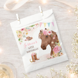 ホースバースデーパーティー女性のカーボーイピンクフローラ誕生日 フェイバーバッグ