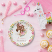 ホースバースデーパーティー女性のカーボーイピンクフローラ誕生日 ペーパープレート (パーティー)