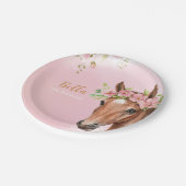 ホースバースデーパーティー女性のカーボーイピンクフローラ誕生日 ペーパープレート (アングル)