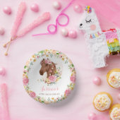 ホースバースデーパーティー女性のカーボーイピンクフローラ誕生日 ペーパーボウル (パーティー)