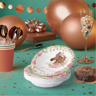 ホースバースデーパーティー女性のカーボーイピンクフローラ誕生日 ペーパーボウル