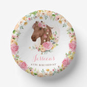 ホースバースデーパーティー女性のカーボーイピンクフローラ誕生日 ペーパーボウル (正面)