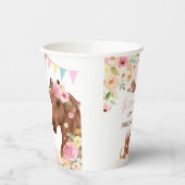 ホースバースデーパーティー女性のカーボーイピンクフローラ誕生日 紙コップ (左)