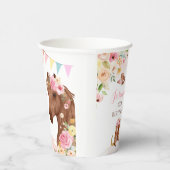 ホースバースデーパーティー女性のカーボーイピンクフローラ誕生日 紙コップ (右)