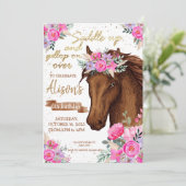 ホースバースデーパーティー編集可能ホース女性のカーボーイ 招待状 (スタンド正面)