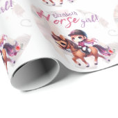 ホースパーソナライズされたガールドレッセージライダー誕生日 ラッピングペーパー (ロールコーナー)