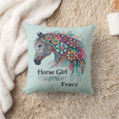 ホースパーソナライズされたガール装飾用クッション クッション (ブランケット)