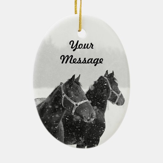 ホースパーソナライズされたクリスマスギフトホリデーオーナメント セラミックオーナメント (裏面)