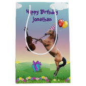 ホースパーソナライズされたズ遊ザヴァイオリン誕生日 ミディアムペーパーバッグ (正面)