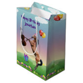 ホースパーソナライズされたズ遊ザヴァイオリン誕生日 ミディアムペーパーバッグ (裏面アングル)