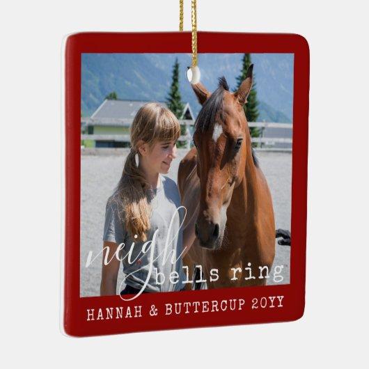 ホースパーソナライズされたフォトカウトニーベルズリングや輪セ セラミックオーナメント (右)