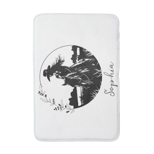 ホースパーソナライズされた女性のカーボーイウェスタン馬術 バスマット (正面縦)