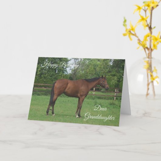 ホースパーソナライズされた孫娘誕生日 カード (黄色い花)