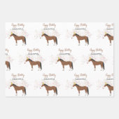ホースパートイングファームアニマルズ名前をカスタムする誕生日 ラッピングペーパーシート (正面3)