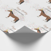 ホースパートイングファームアニマルズ名前をカスタムする誕生日 ラッピングペーパー (角)