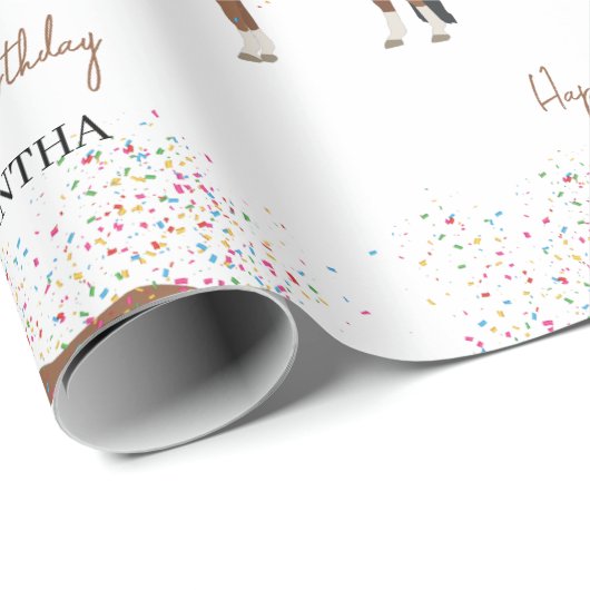 ホースパートイングファームアニマルズ名前をカスタムする誕生日 ラッピングペーパー (ロールコーナー)