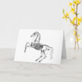 ホースビクトリアンスケルトンイラストレーション カード (黄色い花)