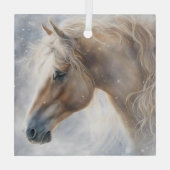 ホースビューティフルパロミノインザスノークリスマス ガラスオーナメント (裏面)