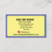 ホースファームレインボーフォール&ママホース 名刺 (裏面)