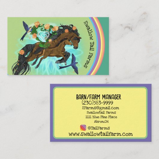 ホースファームレインボーフォール&ママホース 名刺 (正面/裏面)