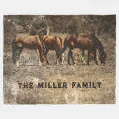 ホースファームヴィンテージカントリー素朴ウェスタン フリースブランケット (正面(横))