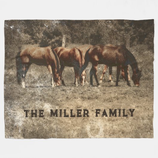 ホースファームヴィンテージカントリー素朴ウェスタン フリースブランケット (正面(横))