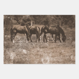 ホースファームヴィンテージカントリー素朴セピアウェスタン ラッピングペーパーシート