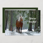 ホースフォレストスノーウォーターのカラー誕生日 招待状 (正面/裏面)