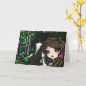ホースフォレストバタフライフラワーファンタジー妖精ガール カード (黄色い花)