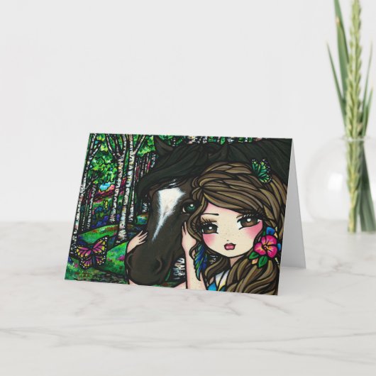 ホースフォレストバタフライフラワーファンタジー妖精ガール カード (正面)