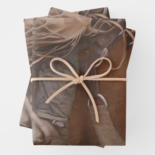 ホースブラウンウエスタンロデオカウボーイ ラッピングペーパーシート (インサイチュ)