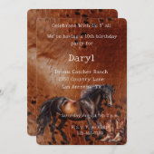 ホースブラウンカウボーイブーツ誕生日 招待状 (正面/裏面)