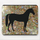 ホースブラック&金ゴールドスパークルマウスパッド マウスパッド (正面)