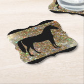 ホースブラック&金ゴールドスパークル紙コースター ペーパーコースター (アングル)