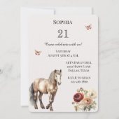 ホースブルガンディクリームフローラ誕生日 招待状 (正面)