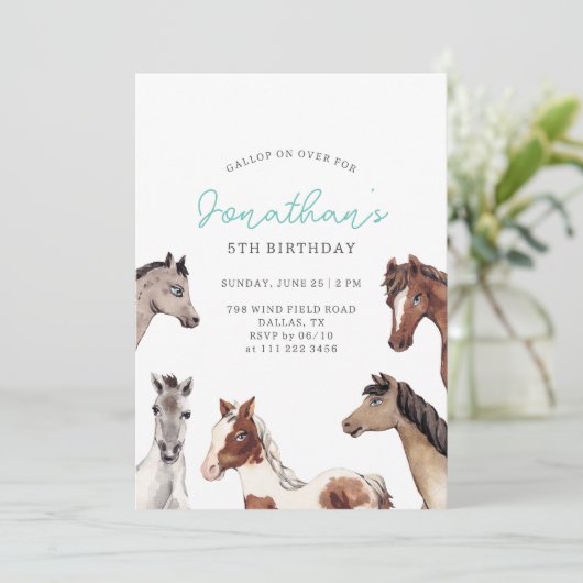 ホースボホカウボーイ誕生日招待状 招待状 (スタンド正面)