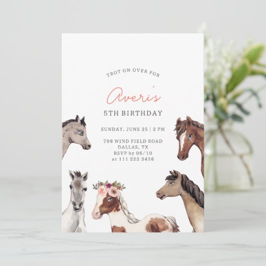 ホースボー女性のカーボーイ誕生日招待状 招待状 (スタンド正面)