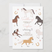 ホースポニーサドルアップ女性のカーボーイガール誕生日 招待状 (正面)