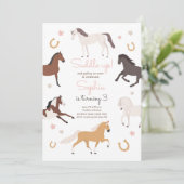 ホースポニーサドルアップ女性のカーボーイガール誕生日 招待状 (スタンド正面)