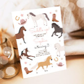 ホースポニーサドルアップ女性のカーボーイガール誕生日 招待状